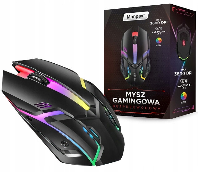 MYSZKA GAMINGOWA MYSZ DLA GRACZY BEZPRZEWODOWA KOMPUTEROWA LED RGB