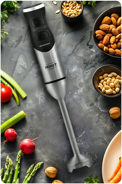 Blender ręczny 1500W czarny Berdsen tytanowe ostrza wielofunkcyjny 6w1