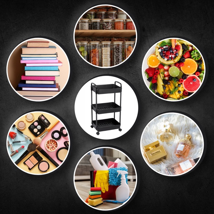 Wózek kuchenny STOLIK NA KÓŁKACH WÓZEK 3 POZIOMOWY BLOKADA KÓŁEK