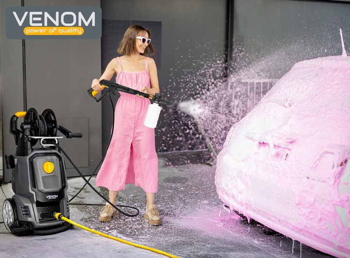 MYJKA CIŚNIENIOWA VENOM 380 BAR POMPA ALUM-MOSIĘŻNA ZWIJACZ ZESTAW WĄŻ