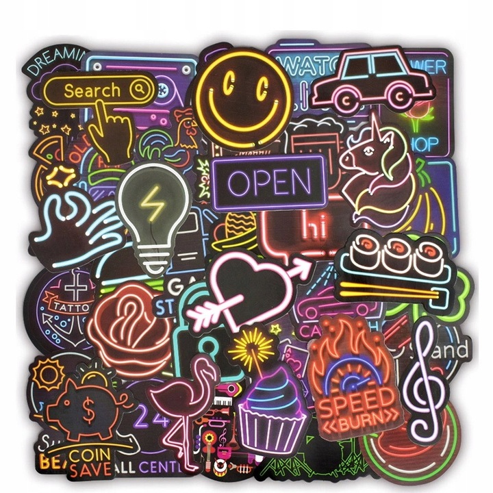 STICKER BOMB NAKLEJKI NA LAPTOPA NEONOWE MIX 50szt