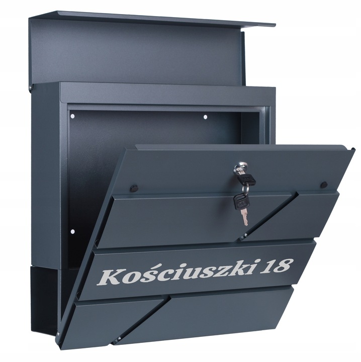 SKRZYNKA POCZTOWA NA LISTY POCZTĘ Z GAZETNIKIEM NUMEREM DOMU NAZWĄ