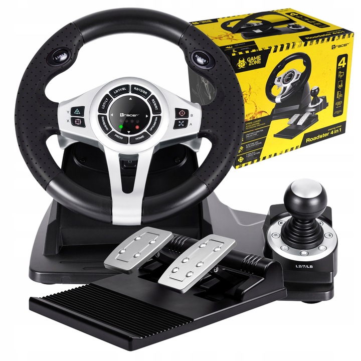 Kierownica do gier z pedałami 4w1 PS4 PC PS3 XBOX ONE BIEGI DO KOMPUTERA