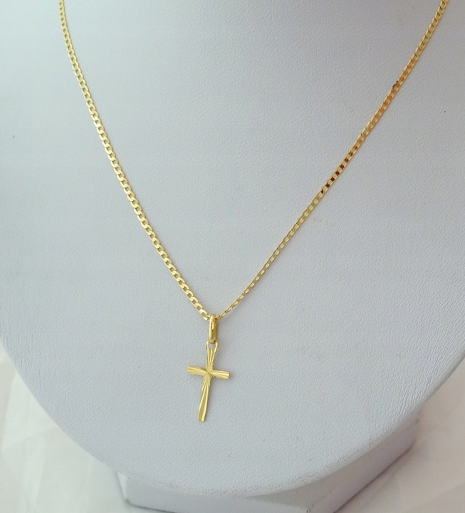 ŁAŃCUSZEK ZŁOTY PEŁNY + KRZYŻYK 55 CM. PR. 585