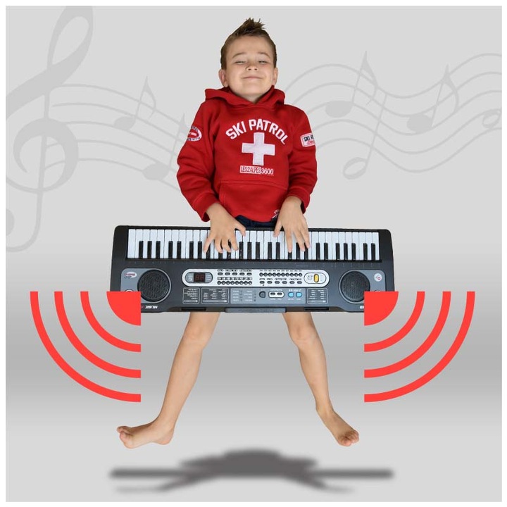 KEYBOARD ORGANY PIANINO 61KLAWISZY DLA DZIECI DO NAUKI TRYB LEKCJI MIKROFON