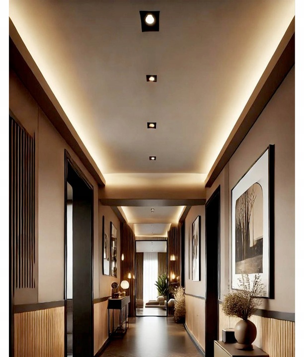 6x oprawa halogenowa sufitowa RUCHOMA kwadrat + LED GU10 5,5W