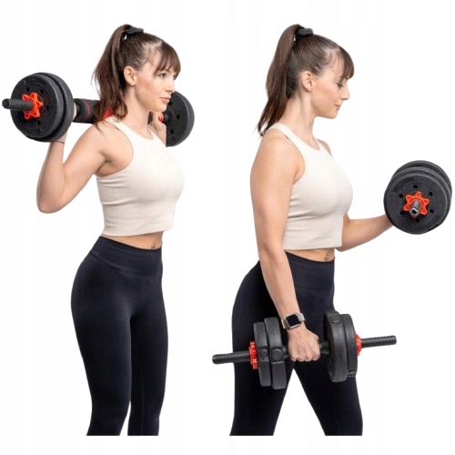 2W1 HANTLE BITUMICZNE REGULOWANE 2x20 KG + SZTANGA = ZESTAW HANTLI 40 KG