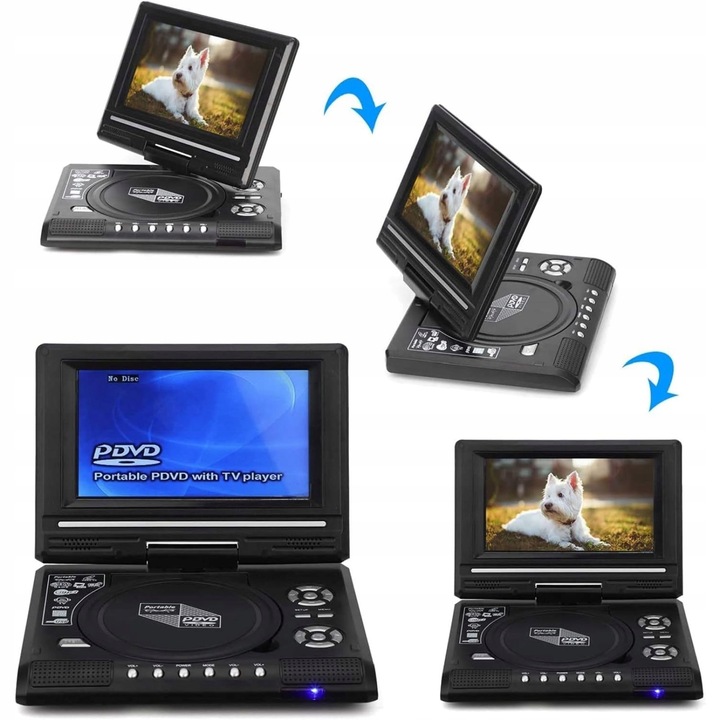 PRZENOŚNY ODTWARZACZ DVD O PRZEKĄTNEJ 7,8 CALA. ODTWARZACZ CD 800 MAH