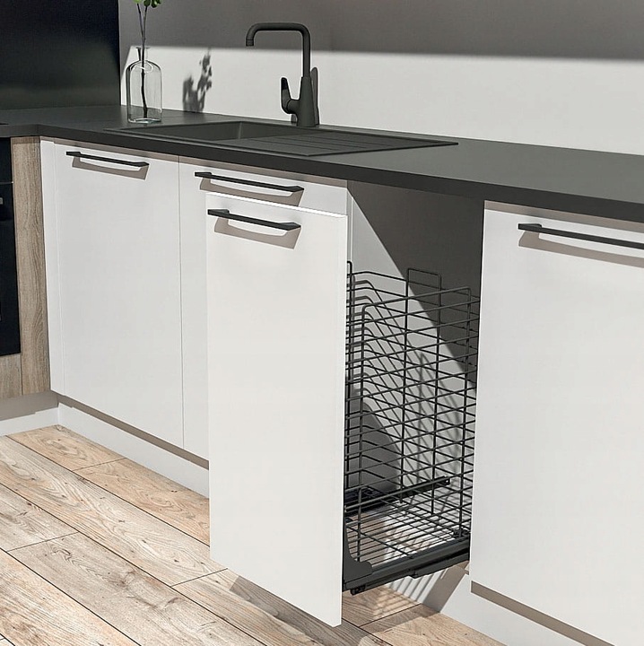 Kosz Cargo na bieliznę do płytkich szafek, W-40cm, Pełny wysuw,