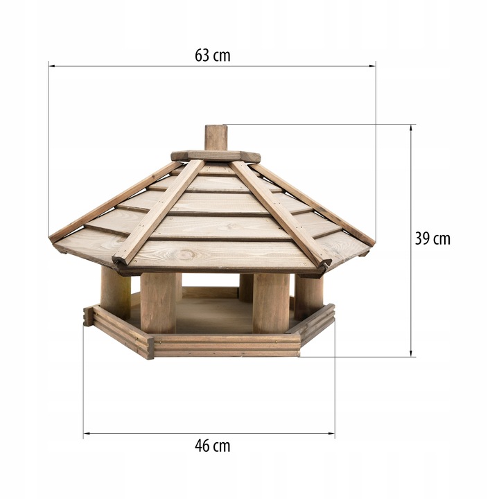 Karmnik dla ptaków drewniany sześciokątny duży KO_XXL_P - 63cm