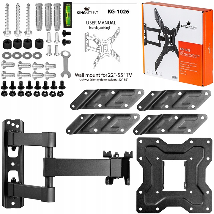 UCHWYT DO TELEWIZORA WIESZAK OBROTOWY NA TV MOCNY LCD 22-55 CALI KingMount