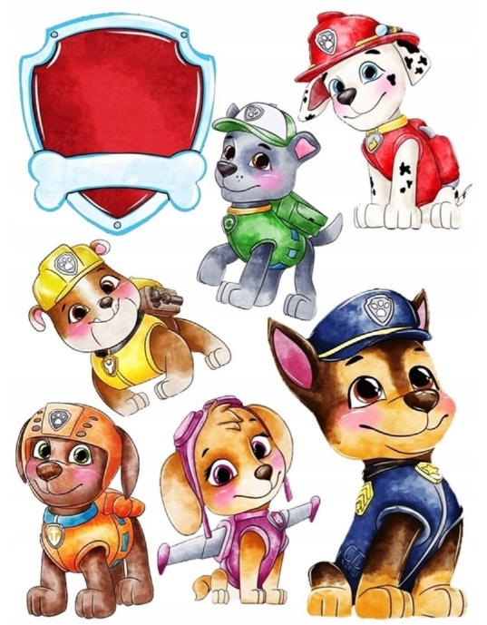 Opłatek na Tort PSI PATROL PAW PATROL POSTACIE + IMIĘ wydruk Cukrowy A4
