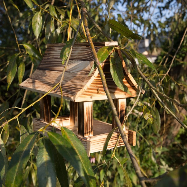 Karmnik dla ptaków + ziarno pokarm duży drewniany budka solidny XXL