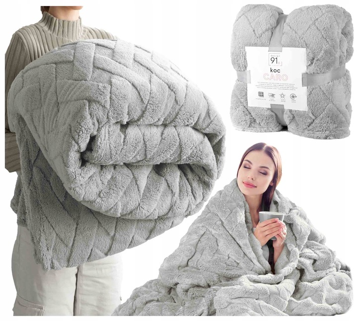 Bardzo GRUBY Koc Narzuta na Łóżko 170x210 PUSZYSTY Miękki Ciepły PREMIUM