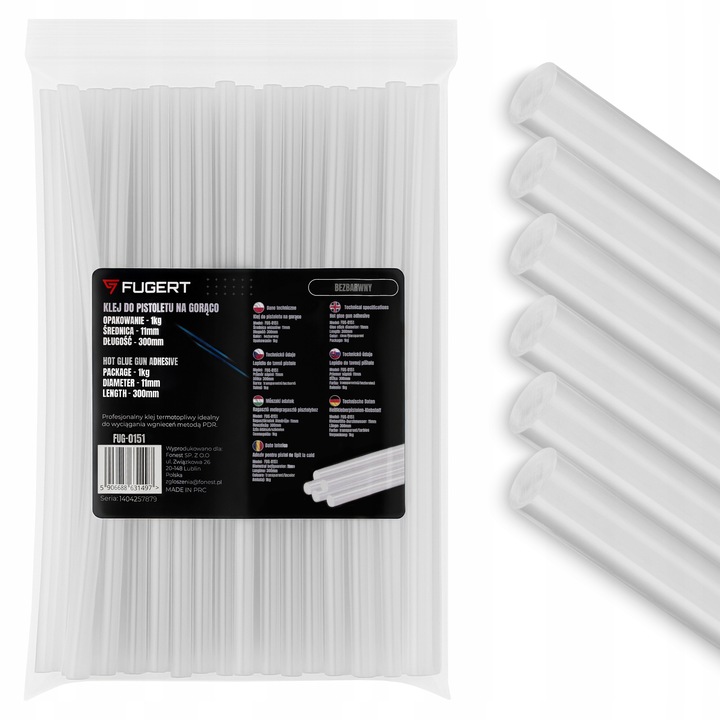 KLEJ NA GORĄCO DO PISTOLETU WKŁADY 11 MM x 30CM 1KG BEZBARWNY KLEJ DO