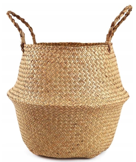 DUŻY KOSZ Z TRAWY MORSKIEJ PLECIONY WIKLINOWY OSŁONKA NA DONICĘ DO