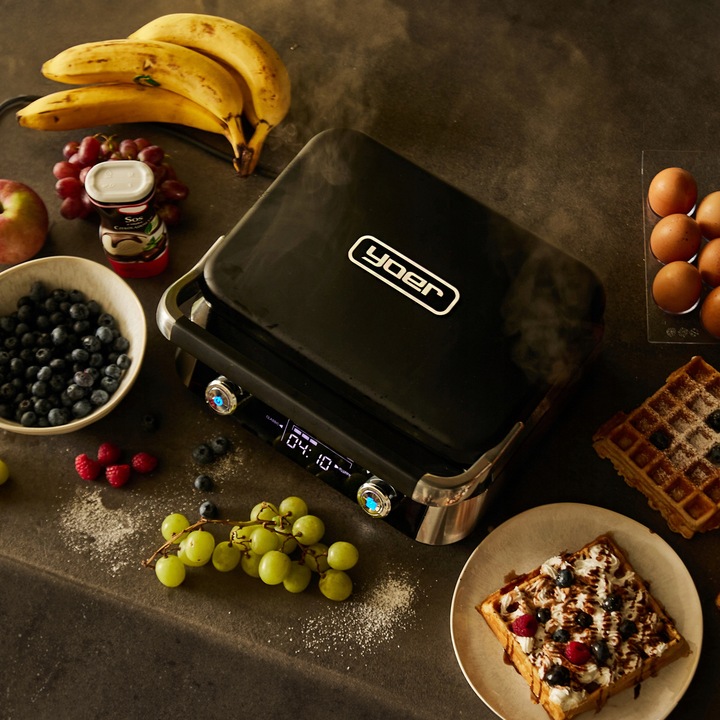 Gofrownica Yoer 2 DUŻE GOFRY +4 automatyczne programy +Regulacja chrupkości