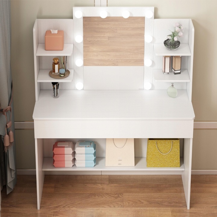 TOALETKA KOSMETYCZNA MAKIJAŻU WIZAŻU Z LUSTREM LED LOFT NOWOCZESNA 110