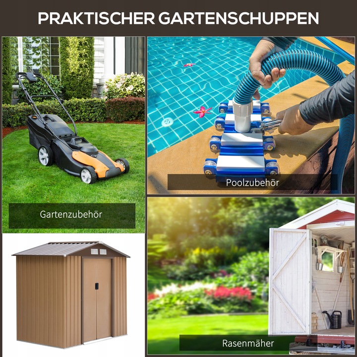 Domek narzędziowy z ramą podłogową, stalowy