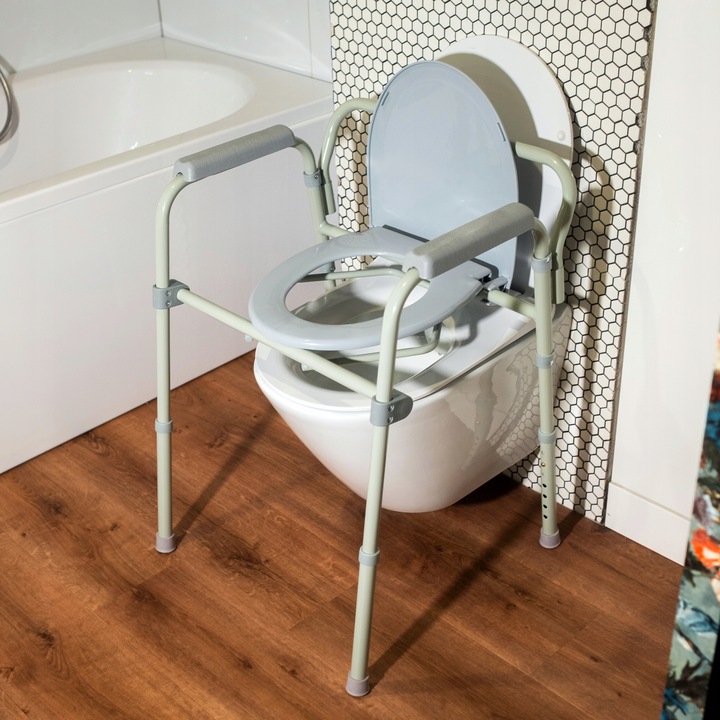 KRZESŁO TOALETOWE WC TOALETA PRZENOŚNA STABILNA SEDES POMOC DLA SENIORA 158