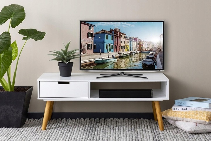 KOMODA Szafka RTV Kredens Regał na Telewizor z Szufladą BIAŁY