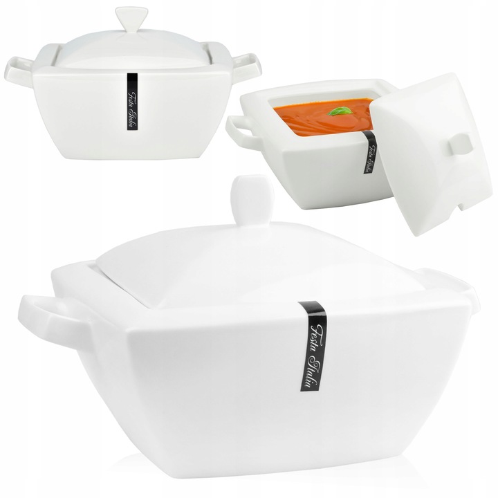 WAZA DO ZUPY BIAŁA 3,8L Z POKRYWKĄ WAZA DO ROSOŁU BARSZCZU BIAŁA