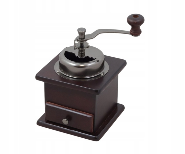 MŁYNEK RĘCZNY KLASYCZNY DO KAWY PRZYPRAW PIEPRZU RETRO Z SZUFLADĄ REGULACJA