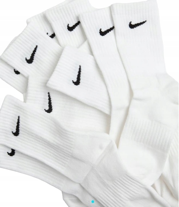 Skarpety Męskie Nike Cushioned 6Par r.42-46 Długie Białe Bawełniane