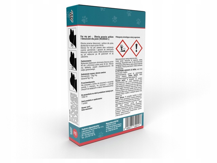 OBROŻA 75CM PRZECIW PCHŁOM KLESZCZOM PASOŻYTOM ROBAKOM DLA PSÓW NO PEST