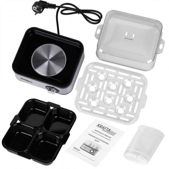 ELEKTRYCZNY JAJOWAR NA 8 JAJEK GOTOWANYCH 4 JAJKA SADZONE 500W