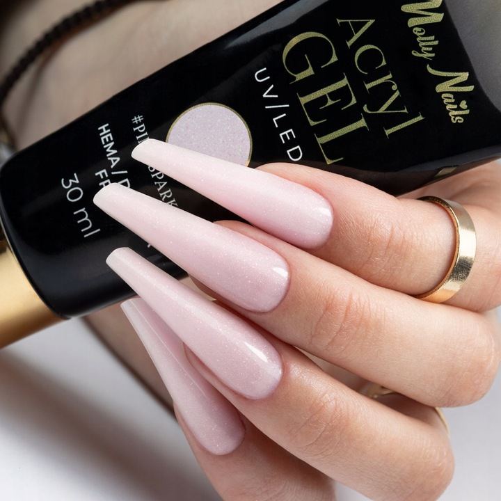 Akrylożel Budujący MOLLYNAILS 30g Polygel Acrylgel Pink Sparkle Różowy Pink