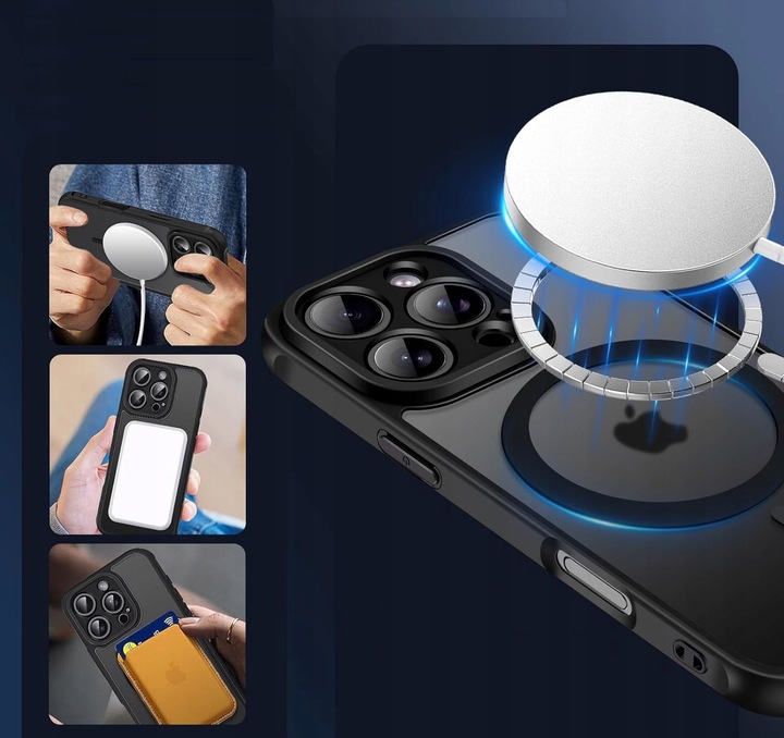 ETUI do IPHONE 16 Pro Max do Magsafe MATOWE MAGNETYCZNE WZMACNIANE 2x SZKŁO