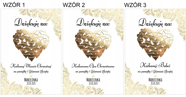 PODZIĘKOWANIE Z OKAZJI KOMUNII DLA CHRZESTNYCH RAMKA DZIADKÓW BABCI