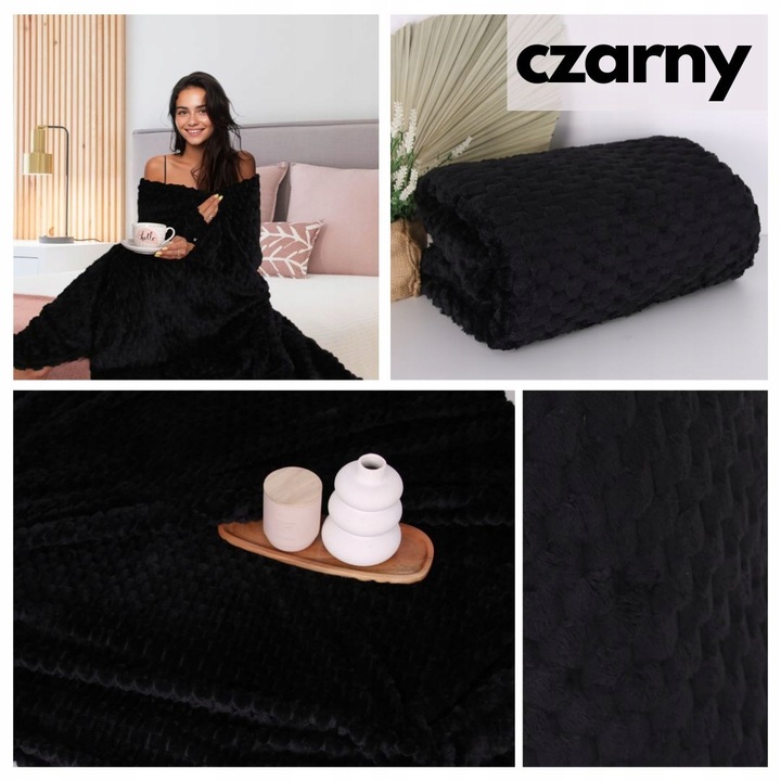 GRUBY KOC WYTŁACZANY 200X220 NARZUTA NA ŁÓŻKO NA KANAPE NA NAROŻNIK PLED