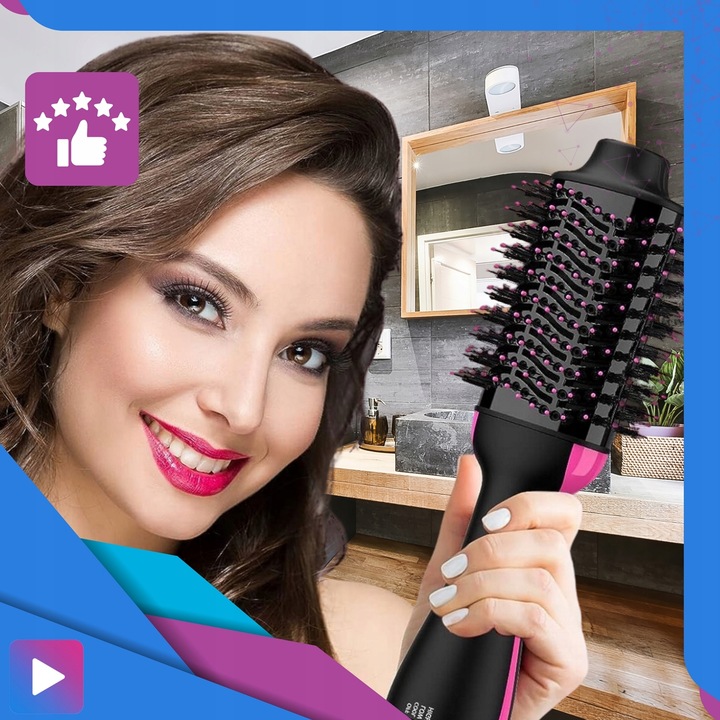 Duża Szczotka Suszarka Lokówka Prostownica Do Stylizacji Włosów 4w1