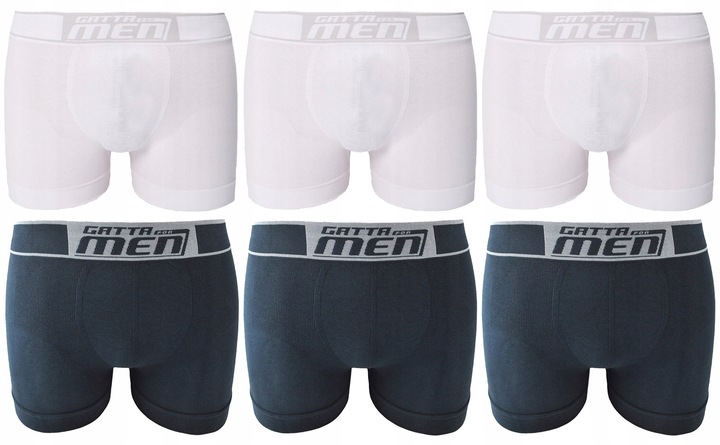 6 X GATTA BOXER BOKSERKI MĘSKIE BAWEŁNA SZARE BIAŁE XL