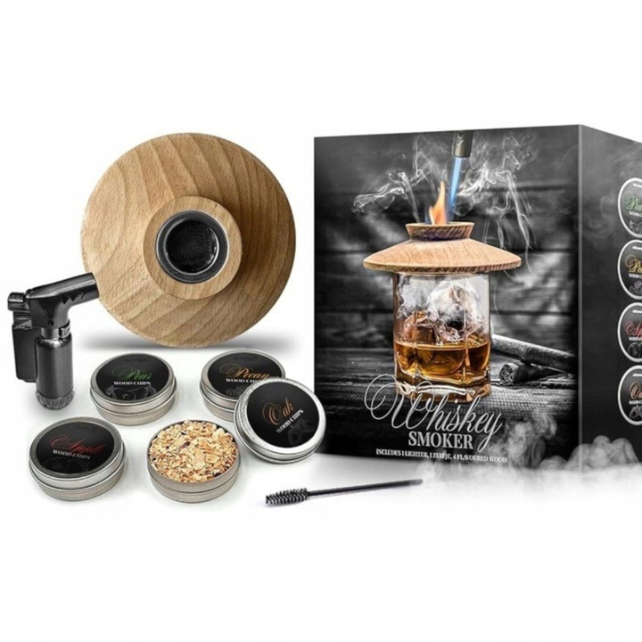 Zestaw do Wędzenia Whisky Smoker Gadżet Prezent dla Chłopaka Mężczyzny 8w1