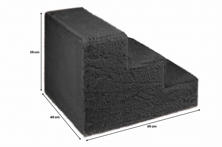 Schodki dla psa 3-stopnie tapicerowane grafitowe podest dla psa do kanapy