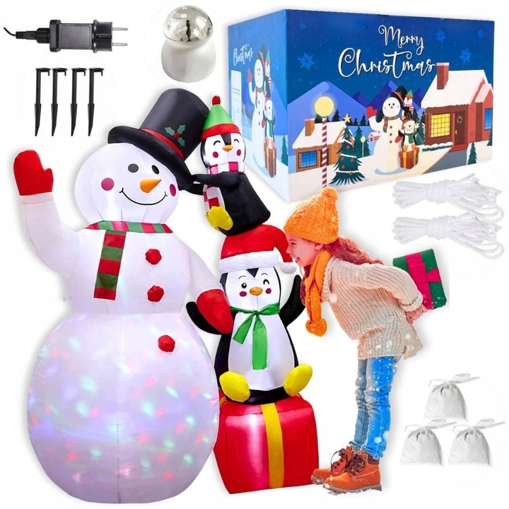 BAŁWAN DMUCHANY ŚWIECĄCY OŚWIETLENIE ŚWIĄTECZNE ZEWNĘTRZNE DEKORACJA OGRODU