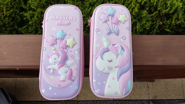 DUŻY PIÓRNIK PODWÓJNY DO SZKOŁY JEDNOROŻEC DŁUGOPI