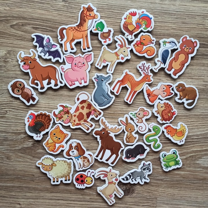 MAGNESY NA LODÓWKĘ DLA DZIECI ZESTAW EDUKACYJNY ZWIERZĘTA PREZENT 30