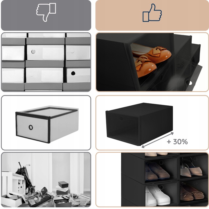 10x Pudełko na buty organizer pojemnik z klapą organizer modułowy