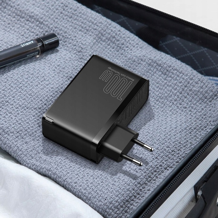 BASEUS MOCNA ŁADOWARKA SIECIOWA ZASILACZ 2X USB USB-C QC 100W + KABEL TYP-C