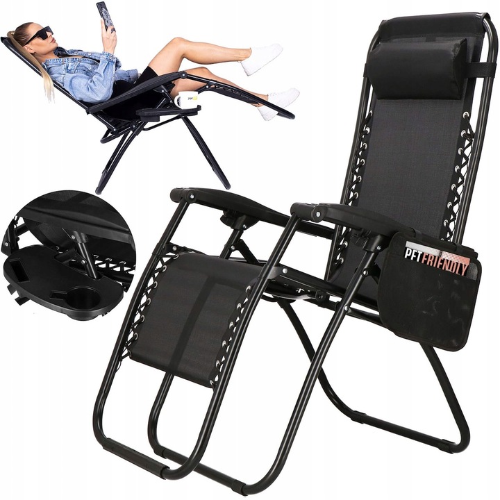 LEŻAK OGRODOWY PLAŻOWY FOTEL SKŁADANY ZERO GRAVITY TURYSTYCZNY KRZESŁO 2w1