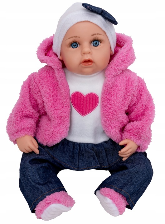 DUŻA LALKA BOBAS 45 cm mówi śpiewa po PL + SMOCZEK + BUTELKI + PAMPERSY