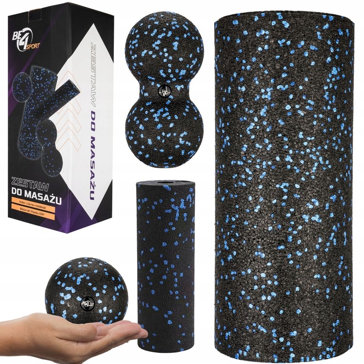ZESTAW ROLLERÓW DO MASAŻU 4W1 ROLLER+MINI WAŁEK+DUOBALL+PIŁKA PREZENT