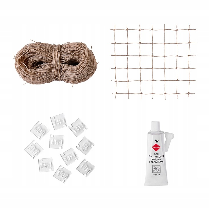 ZESTAW SIATKA NA BALKON DLA KOTA GOŁĘBIE 4x2m, OCZKO 50mm BEZ WIERCENIA