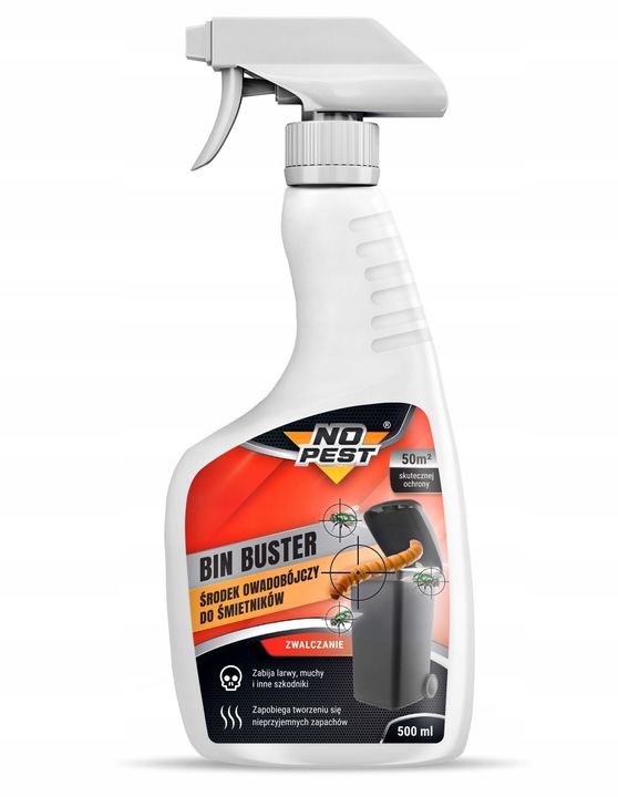 SPRAY ŚRODEK PREPARAT DO ŚMIETNIKÓW KOSZY NA MUCHY I LARWY NO PEST