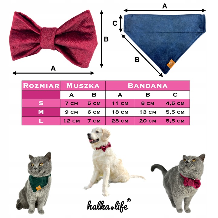 Muszka dla psa lub kota - Granat, L