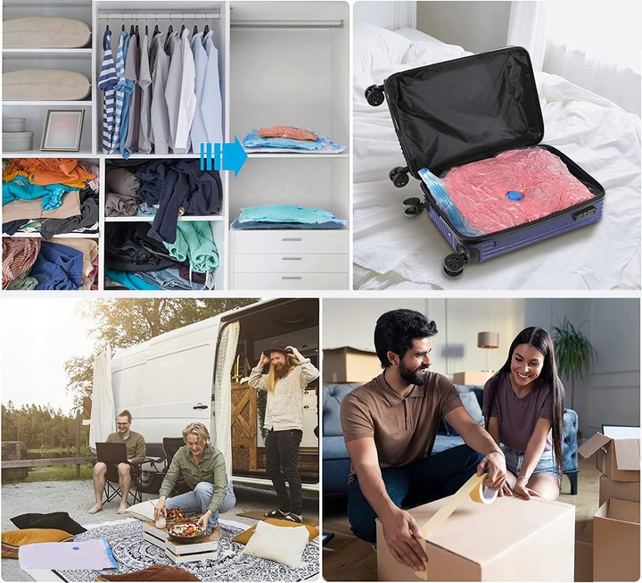 WORKI PRÓŻNIOWE TORBY NA UBRANIA ZESTAW 14szt -5 ROZMIARÓW- +POMPKA